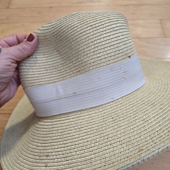 nine west | minimalist neutral cream coastal straw travel hat